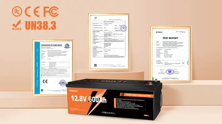 Yeagulch 12V 600Ah Deep Cycle Rechargeable LiFePO4 Battery for RV, Solar