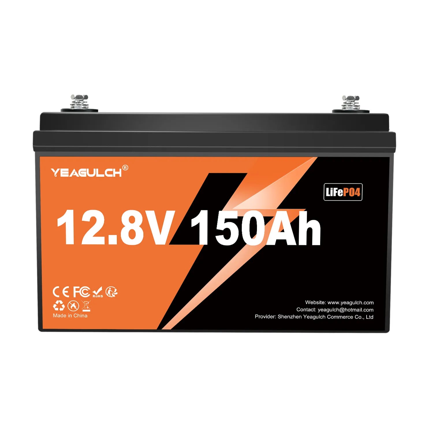 Yeagulch 12V 150Ah Deep Cycle Rechargeable LiFePO4 Battery for RV Camping Solar Off-Grid