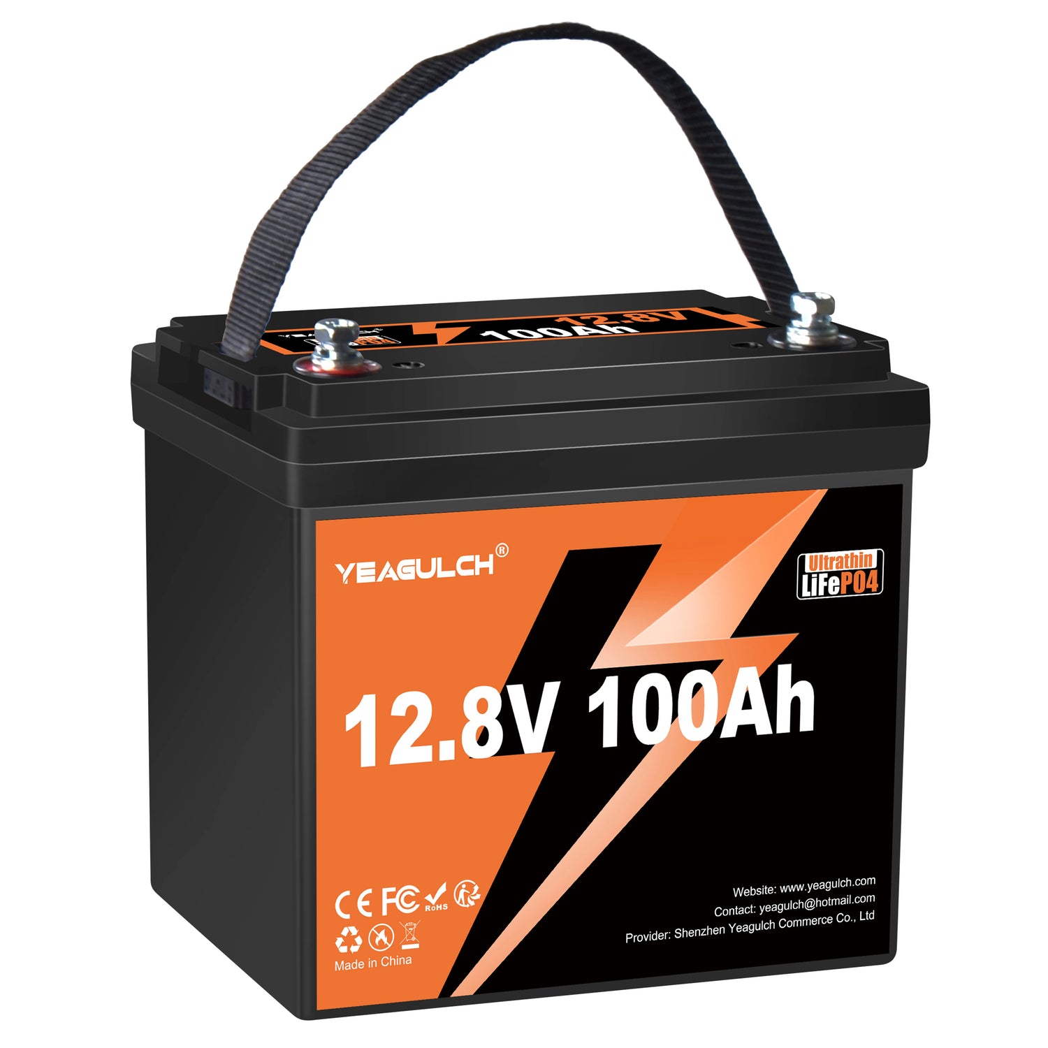 Yeagulch  12V 100Ah Ultra-thin Lithium Deep Cycle Rechargeable LiFePO4 Battery for RV Camping Solar Off-Grid