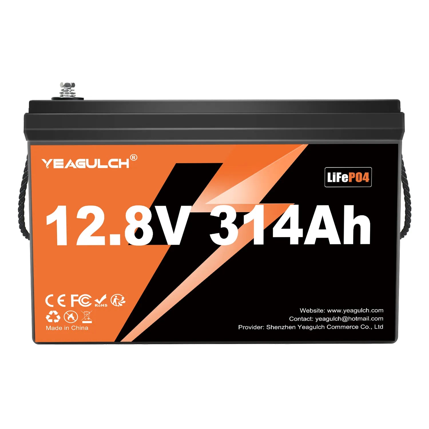 Yeagulch 12V 314Ah Deep Cycle Rechargeable LiFePO4 Battery for RV, Solar, Marine, Camping, Off-Grid, Home Energy Storage