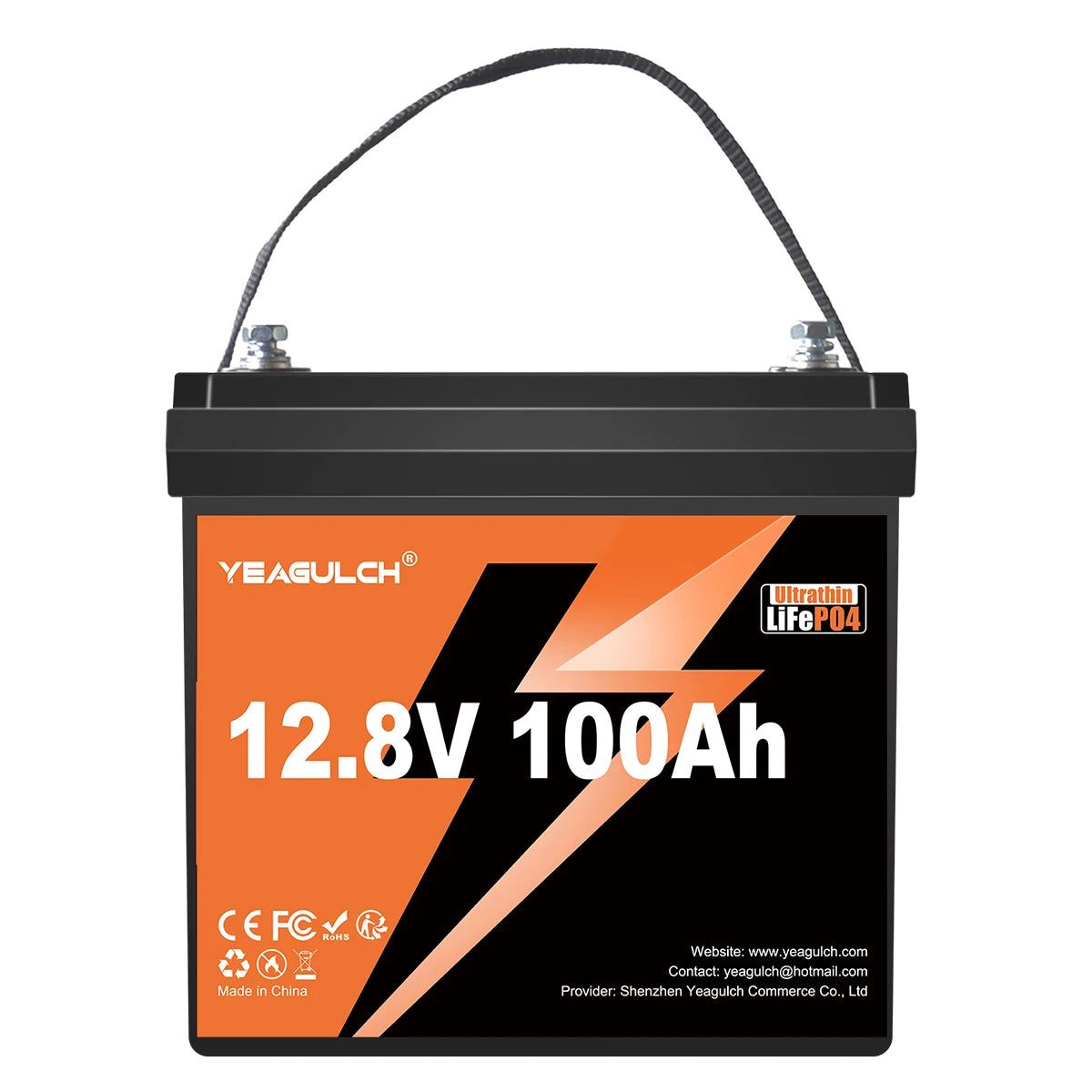 Yeagulch  12V 100Ah Ultra-thin Lithium Deep Cycle Rechargeable LiFePO4 Battery for RV Camping Solar Off-Grid