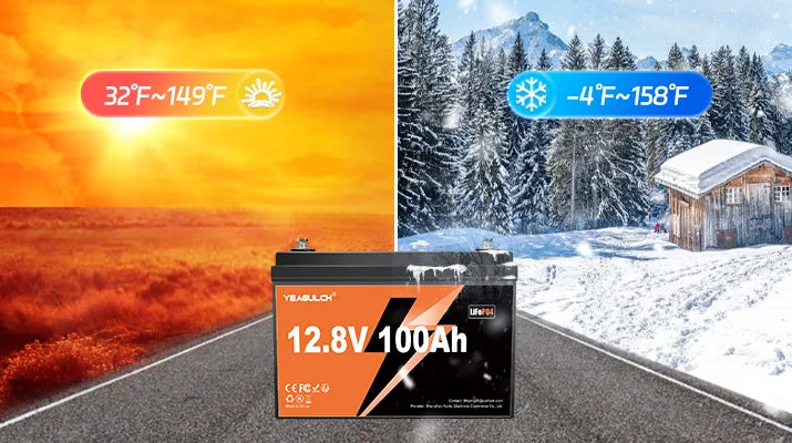 Yeagulch 12V 100Ah Deep Cycle Rechargeable LiFePO4 Battery for RV Camping Solar Off-Grid