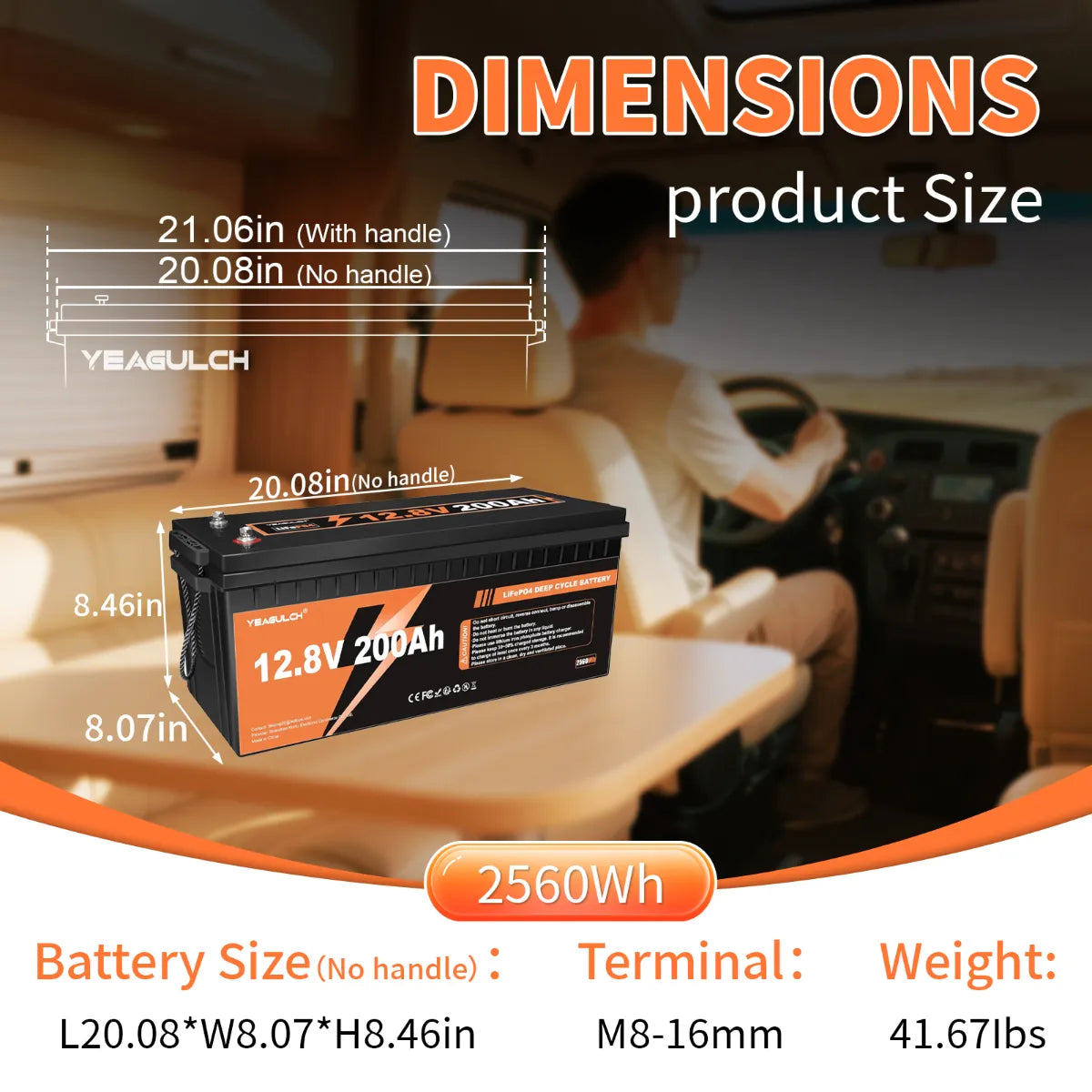 Rechargeable  12V 200Ah Deep Cycle  Yeagulch 