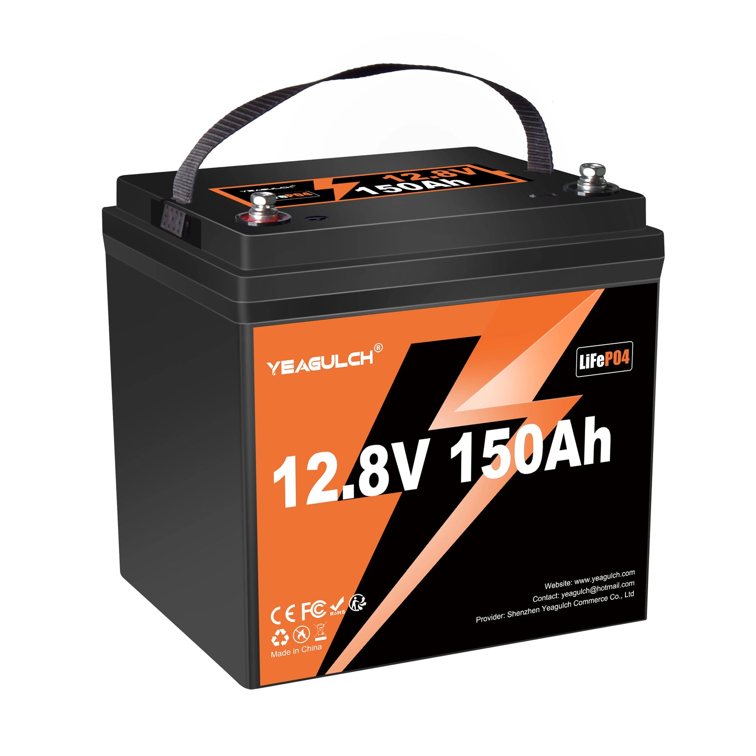 Yeagulch 12V 150Ah Max Deep Cycle Rechargeable LiFePO4 Battery for RV Camping Solar Off-Grid