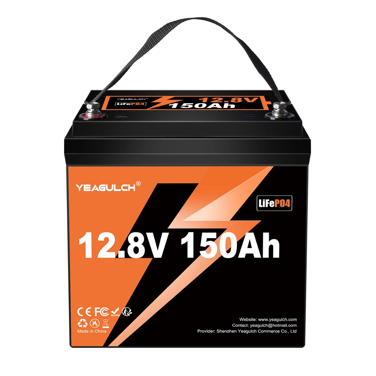 Yeagulch 12V 150Ah Max Deep Cycle Rechargeable LiFePO4 Battery for RV Camping Solar Off-Grid