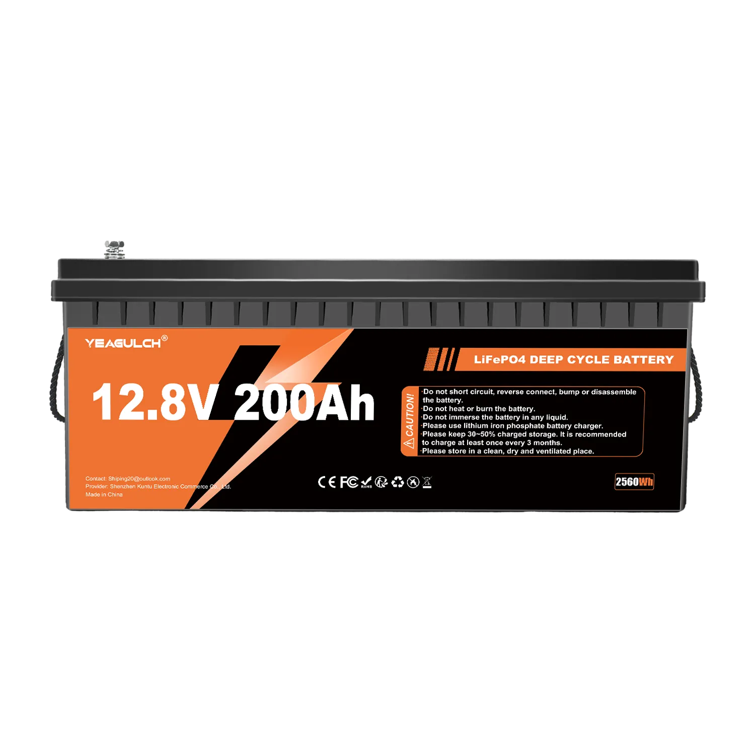 12V 200Ah Deep Cycle Rechargeable Yeagulch  LiFePO4 Battery 