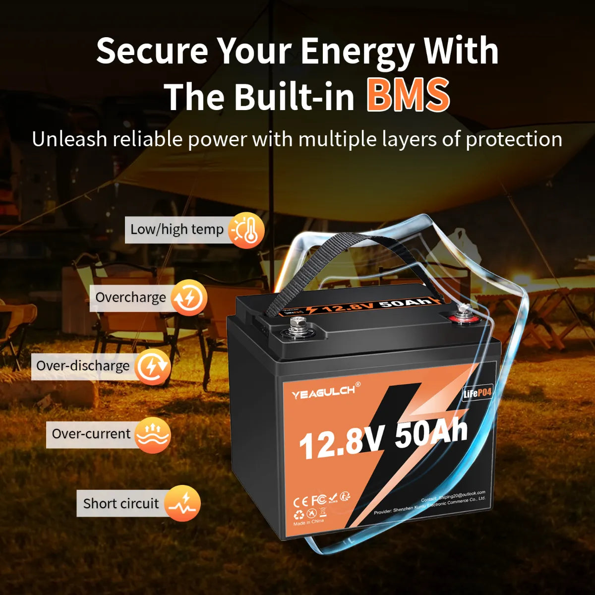 yeagulch Deep Cycles battery lifepo4 12v 100ah Rechargeable 