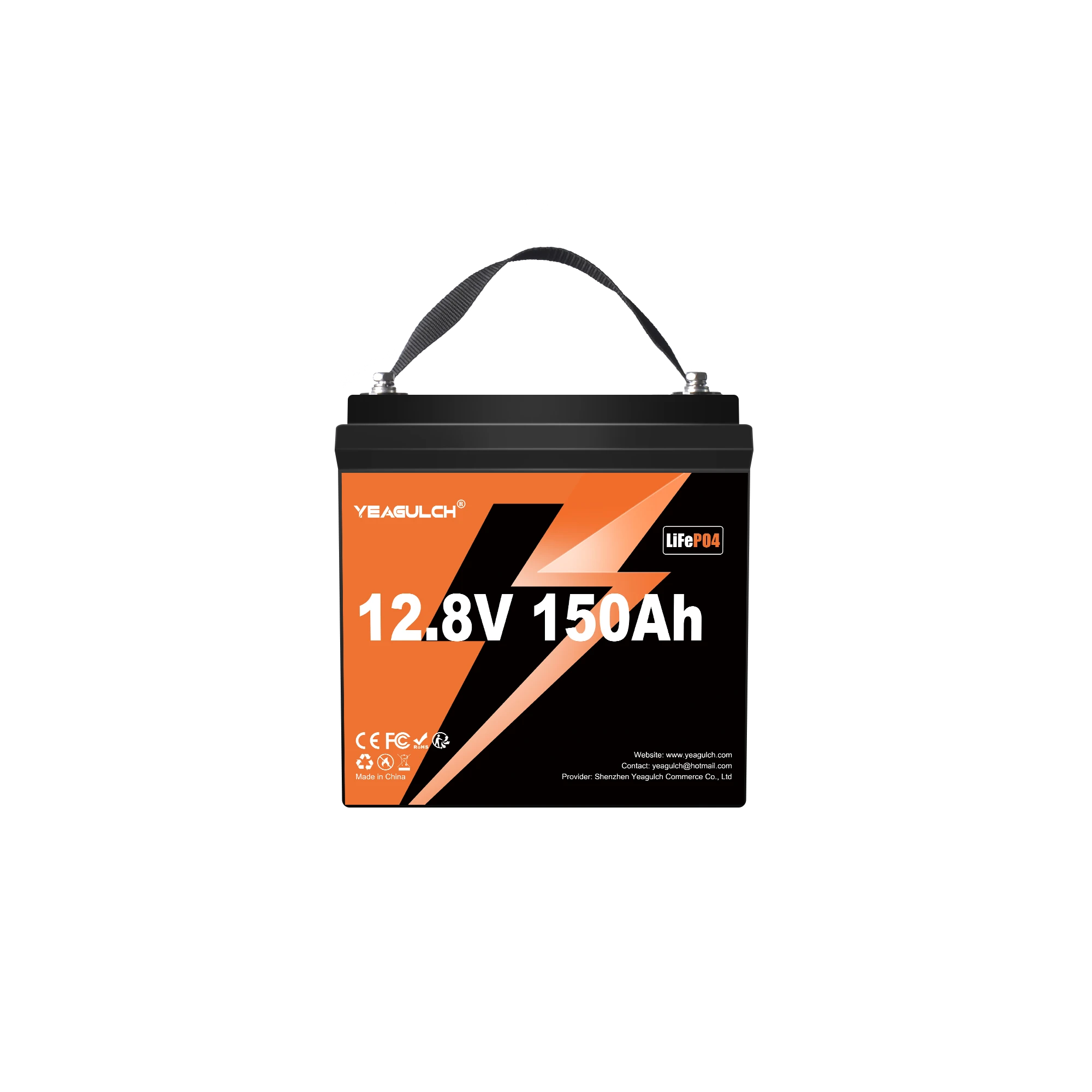 Yeagulch 12V 150Ah Max Deep Cycle Rechargeable LiFePO4 Battery for RV Camping Solar Off-Grid